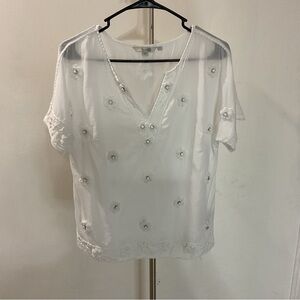 Boden White Floral Embroidered Top Size 4